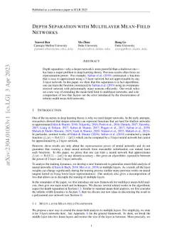 Depth Separation with Multilayer Mean-Field Networks