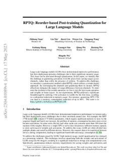 RPTQ: Reorder-based Post-training Quantization for Large Language Models