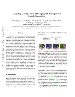 Associating Spatially-Consistent Grouping with Text-supervised Semantic
  Segmentation