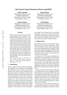 Hate Speech Targets Detection in Parler using BERT