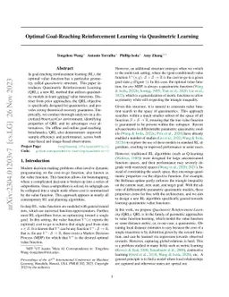 Optimal Goal-Reaching Reinforcement Learning via Quasimetric Learning