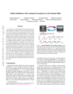 Online Distillation with Continual Learning for Cyclic Domain Shifts