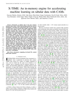 X-TIME: An in-memory engine for accelerating machine learning on tabular data with CAMs