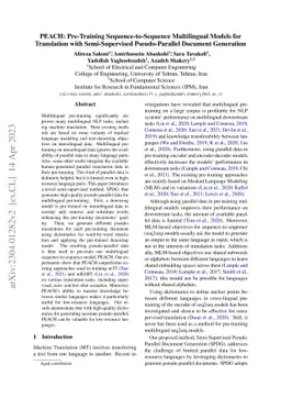 PEACH: Pre-Training Sequence-to-Sequence Multilingual Models for
  Translation with Semi-Supervised Pseudo-Parallel Document Generation