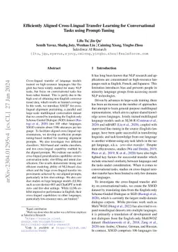 Efficiently Aligned Cross-Lingual Transfer Learning for Conversational
  Tasks using Prompt-Tuning