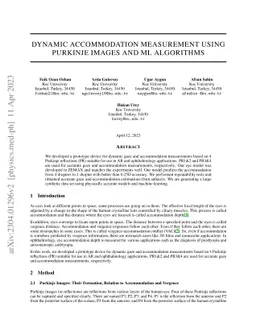 Dynamic accommodation measurement using Purkinje reflections and ML
  algorithms