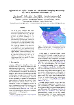 Approaches to Corpus Creation for Low-Resource Language Technology: the
  Case of Southern Kurdish and Laki