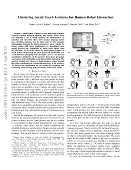 Clustering Social Touch Gestures for Human-Robot Interaction