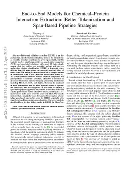 End-to-End Models for Chemical-Protein Interaction Extraction: Better
  Tokenization and Span-Based Pipeline Strategies
