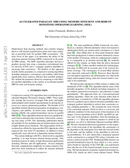 Accelerated parallel MRI using memory efficient and robust monotone
  operator learning (MOL)