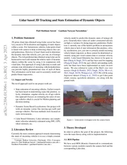 Lidar based 3D Tracking and State Estimation of Dynamic Objects
