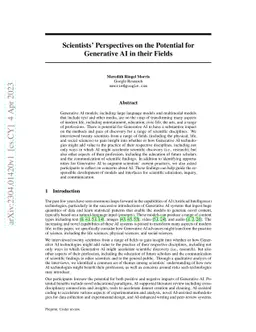 Scientists' Perspectives on the Potential for Generative AI in their
  Fields