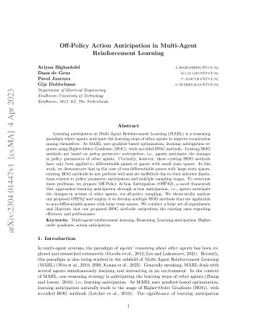 Off-Policy Action Anticipation in Multi-Agent Reinforcement Learning