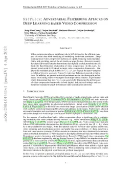 NetFlick: Adversarial Flickering Attacks on Deep Learning Based Video
  Compression