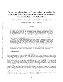 Privacy Amplification via Compression: Achieving the Optimal
  Privacy-Accuracy-Communication Trade-off in Distributed Mean Estimation