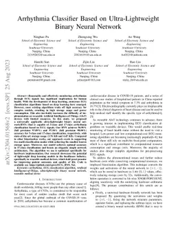 Arrhythmia Classifier Based on Ultra-Lightweight Binary Neural Network