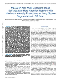 MESAHA-Net: Multi-Encoders based Self-Adaptive Hard Attention Network
  with Maximum Intensity Projections for Lung Nodule Segmentation in CT Scan