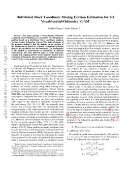 Distributed Block Coordinate Moving Horizon Estimation for 2D
  Visual-Inertial-Odometry SLAM