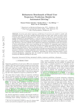 Robustness Benchmark of Road User Trajectory Prediction Models for
  Automated Driving