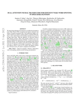 Dual-Attention Neural Transducers for Efficient Wake Word Spotting in
  Speech Recognition