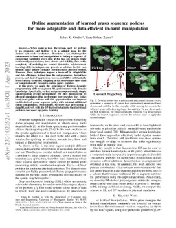 Online augmentation of learned grasp sequence policies for more
  adaptable and data-efficient in-hand manipulation