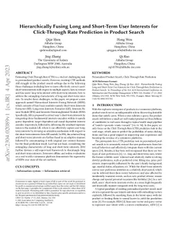 Hierarchically Fusing Long and Short-Term User Interests for
  Click-Through Rate Prediction in Product Search