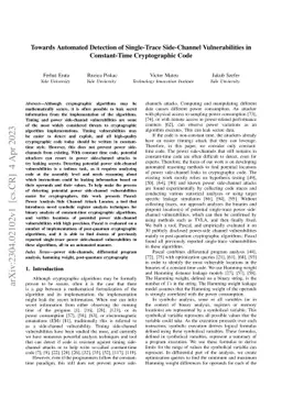 Towards Automated Detection of Single-Trace Side-Channel Vulnerabilities
  in Constant-Time Cryptographic Code
