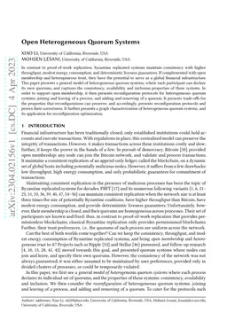 Open Heterogeneous Quorum Systems