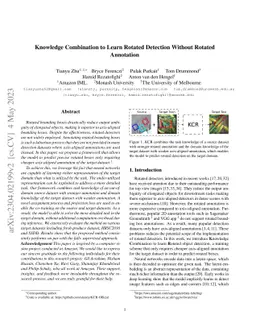 Knowledge Combination to Learn Rotated Detection Without Rotated
  Annotation