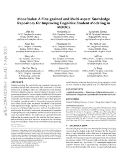 MoocRadar: A Fine-grained and Multi-aspect Knowledge Repository for
  Improving Cognitive Student Modeling in MOOCs