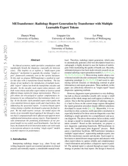 METransformer: Radiology Report Generation by Transformer with Multiple
  Learnable Expert Tokens