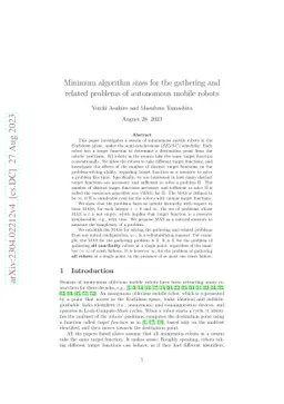 Minimum algorithm sizes for self-stabilizing gathering and related
  problems of autonomous mobile robots