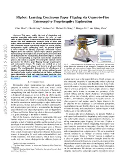 Flipbot: Learning Continuous Paper Flipping via Coarse-to-Fine
  Exteroceptive-Proprioceptive Exploration