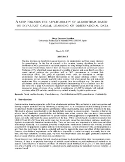 A step towards the applicability of algorithms based on invariant causal
  learning on observational data