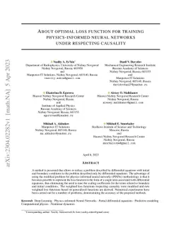 About optimal loss function for training physics-informed neural
  networks under respecting causality