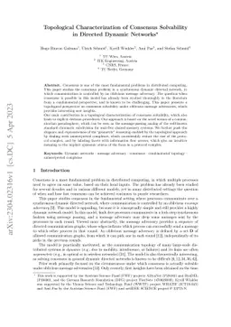 Topological Characterization of Consensus Solvability in Directed
  Dynamic Networks