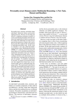 Personality-aware Human-centric Multimodal Reasoning: A New Task,
  Dataset and Baselines