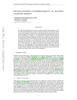 Physics-Inspired Interpretability Of Machine Learning Models