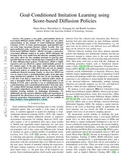 Goal-Conditioned Imitation Learning using Score-based Diffusion Policies