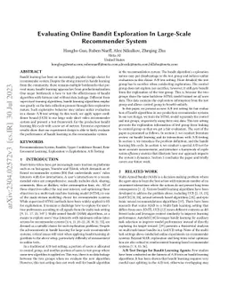 Evaluating Online Bandit Exploration In Large-Scale Recommender System