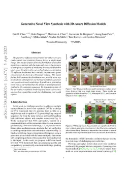 Generative Novel View Synthesis with 3D-Aware Diffusion Models