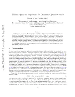 Efficient Quantum Algorithms for Quantum Optimal Control