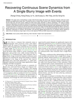 Recovering Continuous Scene Dynamics from A Single Blurry Image with
  Events