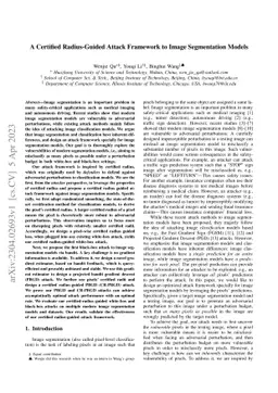 A Certified Radius-Guided Attack Framework to Image Segmentation Models