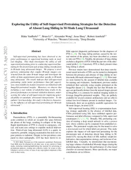 Exploring the Utility of Self-Supervised Pretraining Strategies for the
  Detection of Absent Lung Sliding in M-Mode Lung Ultrasound