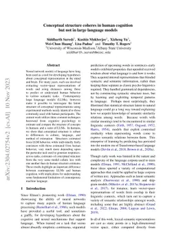 Conceptual structure coheres in human cognition but not in large
  language models