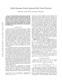 Hybrid Zonotopes Exactly Represent ReLU Neural Networks