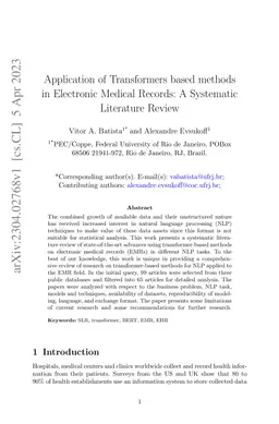 Application of Transformers based methods in Electronic Medical Records:
  A Systematic Literature Review