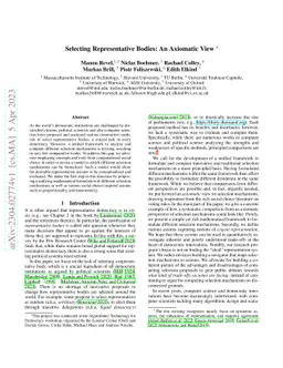 Selecting Representative Bodies: An Axiomatic View