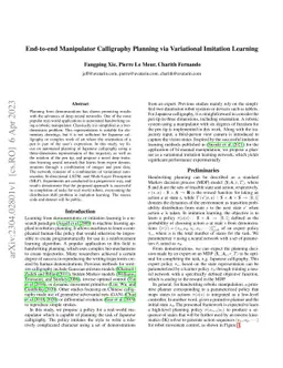 End-to-end Manipulator Calligraphy Planning via Variational Imitation
  Learning